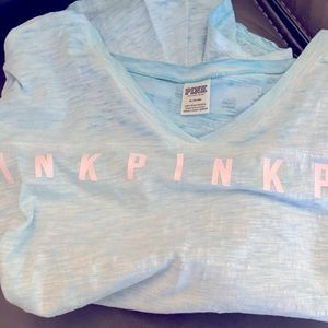 Light blue green pink shirt, great shape